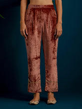 Dull Pink velvet notched neck kurta and pant set