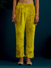 Lime Green velvet notched neck kurta and pant set