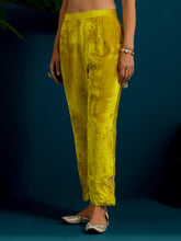 Lime Green velvet notched neck kurta and pant set