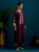 Purple paisley yoke kurta and pant set