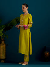 Lime Green paisley yoke kurta