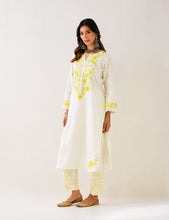 Off White Kurta with embroidered yoke