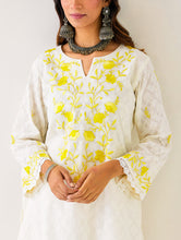 Off White Kurta with embroidered yoke