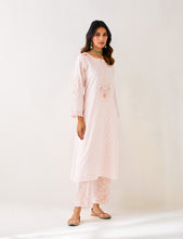 Light Pink embroidered kurta with plackett