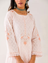 Light Pink embroidered kurta with plackett