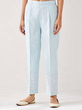 Light Blue palazzo with embroidered hem