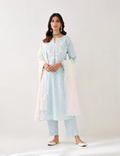 Light Blue Kurta with embroidered yoke