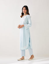 Light Blue Kurta with embroidered yoke