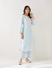 Light Blue Kurta with embroidered yoke