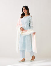 Light Blue embroidered kurta with placket