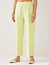 Yellow palazzo with embroidered hem