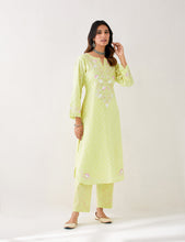 Yellow Kurta with embroidered yoke