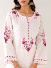 Light Pink embroidered kurta with plackett