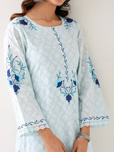 Light Blue embroidered kurta with plackett