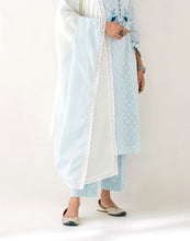 Off White and Blue dupatta with lace