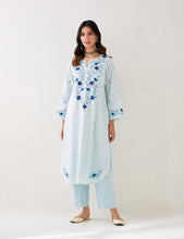 Light Blue Kurta with embroidered yoke