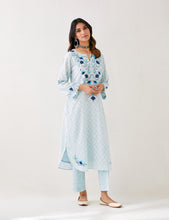 Light Blue Kurta with embroidered yoke