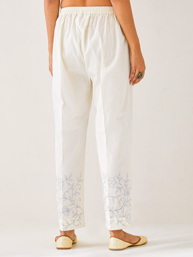 Women Off White Liva Solid Palazzo