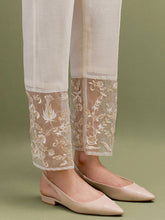 Ivory V neck Mul Chanderi Kurta and pant set