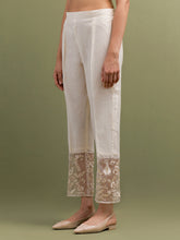 Ivory V neck Mul Chanderi Kurta and pant set