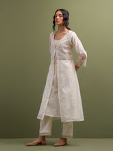 Ivory Mul Chanderi jacket set