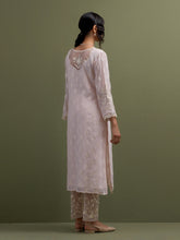 Pink Mul Chanderi Kurta and pant set with dupatta