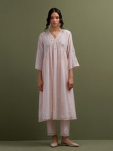 Pink Mul Chanderi gather Kurta and pant set