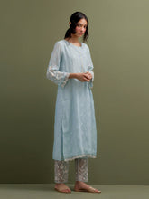 Blue Mul Chanderi Kurta and pant set
