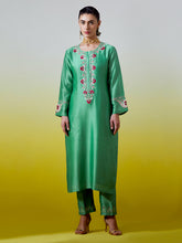 Placket embroidered kurta with pant