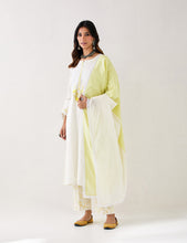 Off White embroidered kurta with plackett