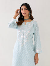 Light Blue Kurta with embroidered yoke