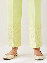 Yellow palazzo with embroidered hem