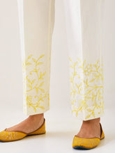 Off White palazzo with embroidered hem