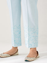 Light Blue palazzo with embroidered hem