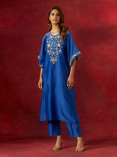 Blue embroidered yoke kurta set