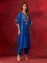 Blue embroidered yoke kurta set