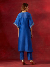 Blue embroidered yoke kurta set
