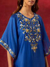 Blue embroidered yoke kurta set