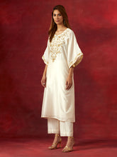 Off white embroidered yoke kurta set