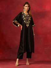 Black embroidered yoke kurta set