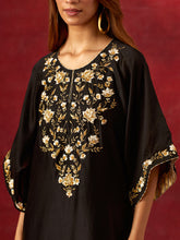 Black embroidered yoke kurta set