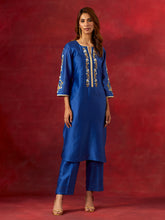 Blue round hem kurta set