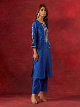 Blue round hem kurta set