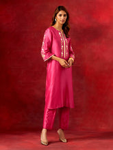 Fuchsia round hem kurta set