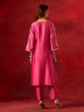 Fuchsia round hem kurta set