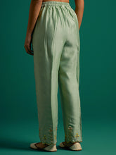 Green scalloped hem palazzo
