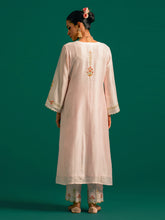 Pink embroidered yoke kurta