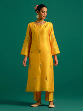 Yellow all over motifs kurta