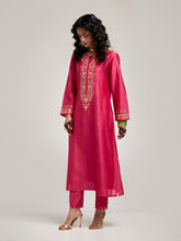 Embroidered kurta with placket and pant
