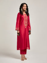 Embroidered kurta with placket and pant